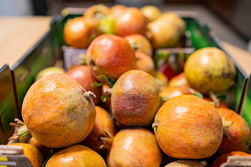 Close up shot of many fresh Pomegranate