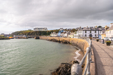 Fototapeta na wymiar View of the town and the promenade, Port Patrick, Dumfries & Galloway, Scotland