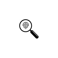 Fingerprints with magnifier icon vector. Crime icon, people search, biometric identification.