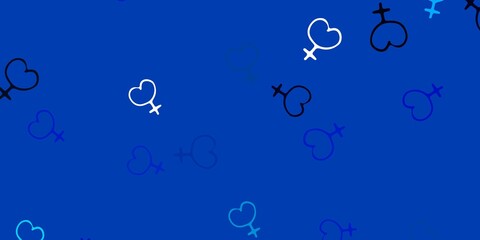 Light Blue, Green vector texture with women's rights symbols.