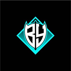 B Y letter shield with square protection logo as a sweetener