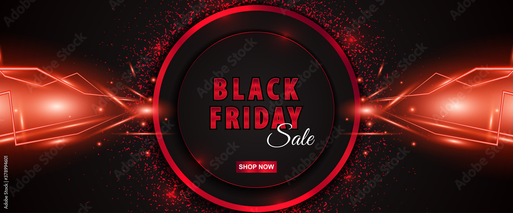 Poster black friday sale banner design background template with layout red color element vector graphic. ca