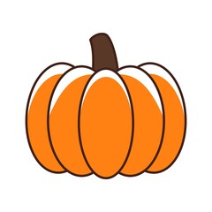pumpkin cartoon vector illustration. autumn pumpkin, halloween pumpkin. pumpkin with outline on white background.