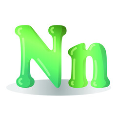 Letter N drawn in cartoon style. Children's English alphabet. Vector illustration isolated on white background