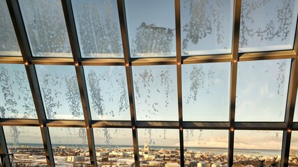 The large glass facade of a spherical museum Perlan in Reykjavik. Attraction number 1 in Reykjavik