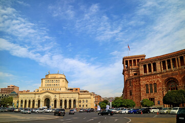 Fototapeta premium Republic Square in Downtown Yerevan with the Group of Stunning Architecture, Yerevan, the Capital City of Armenia