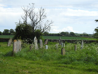 View of the cemetery next to the old church