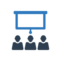 Audience presentation icon, business presentation training icon