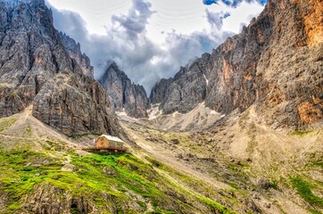 Langkofelhütte, Rifugio Vicenza, Grödner Dolomiten , Lankofel, Sassolungo