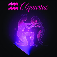 Fototapeta premium Vector Sagittarius - the ninth astrological sign in the Zodiac from the glowing stars in the dark sky