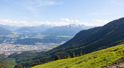 Naklejka premium Landschaft in den Alpen, Nadelwald