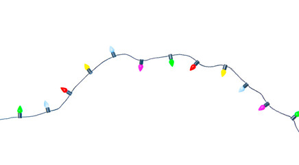Christmas lights string isolated on white background With clipping path..