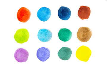 Colorful of watercolor isolated on white with clipping path
