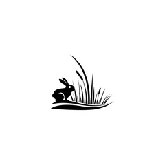Fototapeta na wymiar rabbit sitting in green grass. vector illustration in flat design.
