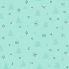 Christmas seamless pattern of snowflakes on green background. Flakes pattern made of different elements isolatedon green. Winter new year backgrond fortextile, fabric, wrapping. Vector illustration