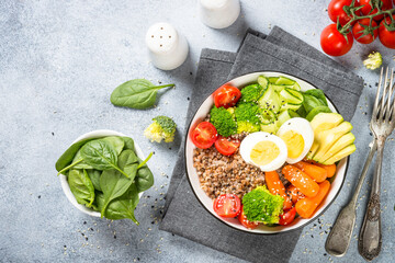 Buddha bowl with Buckwheat and vegetables.