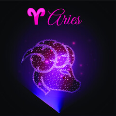Vector Aries - the first  astrological sign in the Zodiac from the glowing stars in the dark sky