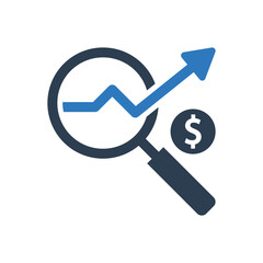 finance search icon, market report analysis search icon