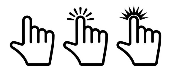 Set of clicking cursor icons