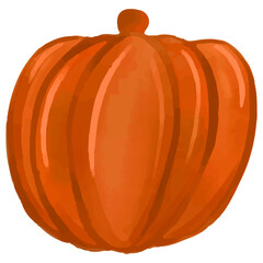 Halloween realistic pumpkin autumn icon isolated on white background. Orange pumpkin for logo, postcards, tattoo, stickers, costumes design, food apps, menu. Vector illustration. Halloween decorations