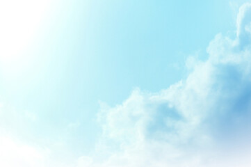 Blue sky with white cloud. The summer heaven is colorful clearing day Good weather and beautiful nature in the morning.