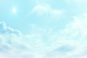 Blue sky with white cloud. The summer heaven is colorful clearing day Good weather and beautiful nature in the morning.