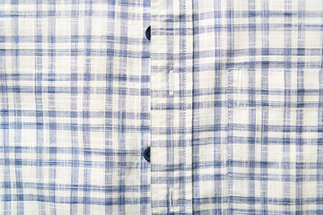 Close up of Men's checkered shirt. Top view. Copy space. 