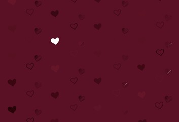 Light Pink, Red vector texture with lovely hearts.
