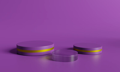 Product display podium on purple background. 3D render