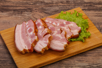 Tasty smoked pork brisket slice