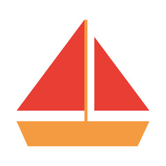 summer vacation travel, sailboat navigation tourism flat icon style