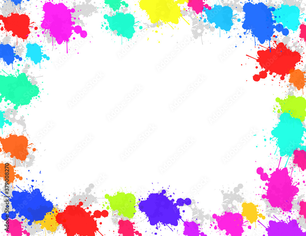 Poster abstract paint splashes background with free space and borders. paint splash frame suitable for wish