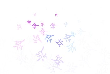 Light Pink, Blue vector doodle template with branches.