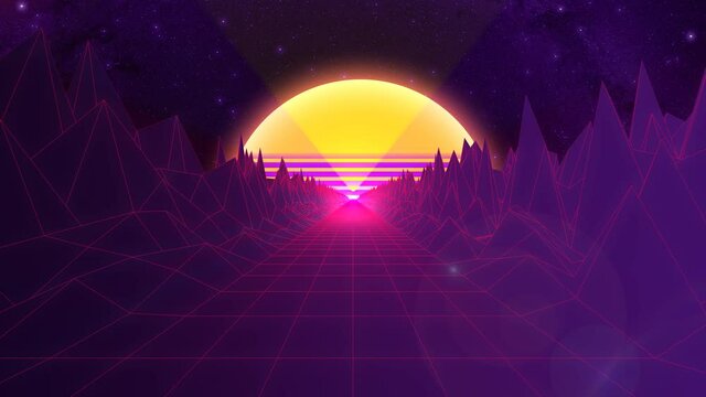 The 80s retro-futuristic Background for electronic and vaporwave music concept