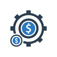 Finance money settings icon gears with dollar