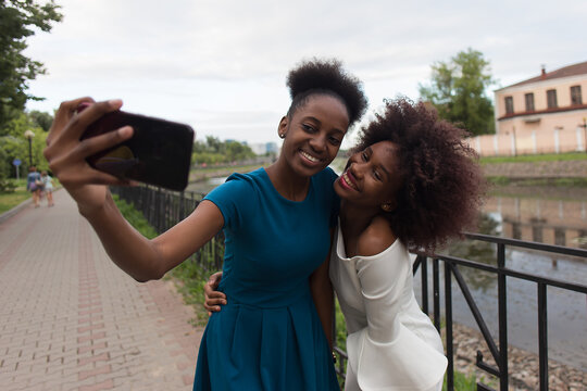 Happy African American women take a selfie