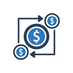 Money transaction icon - dollar transfer icon 