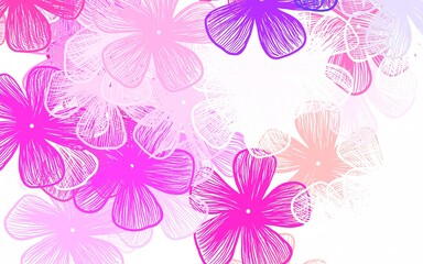Light Purple, Pink vector doodle background with flowers