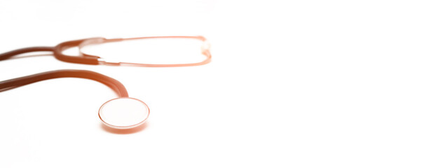 Stethoscop on a white background. Banner. Place for text. Copy space.