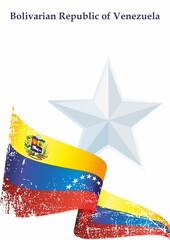 Flag of Venezuela, Bolivarian Republic of Venezuela, Latin America. Template for award design, an official document with the flag of Venezuela. Bright, colorful vector illustration.