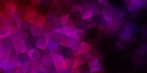 Dark Pink vector background with triangles, cubes.