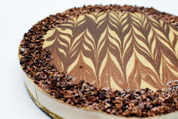 Chocolate Cheesecake on White Background