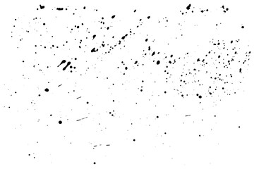 Paint splatter vector dust texture. Black ink grunge spray effect on white background. Messy dirt distress overlay.