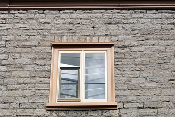 Architecture de fenêtre dans le vieux Québec, Bâtiment de la Nouvelle-France. Canada