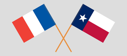 Crossed flags of France and the State of Texas