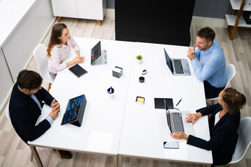 Office Meeting With Social Distancing