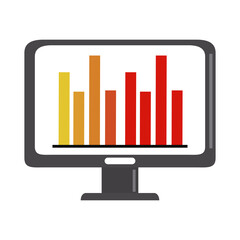 data analysis, computer diagram report business strategy and investment flat icon