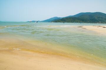 the colorful beach at the sunny day 