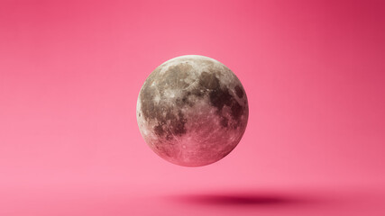 3D render of the moon on a bright background.