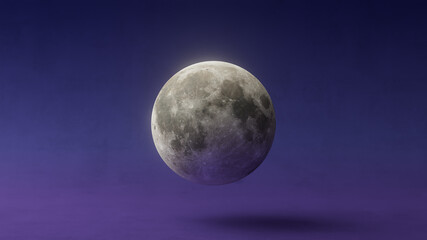 Naklejka na ściany i meble 3D render of the moon on a dark background.